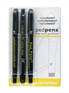 Ped Pens shoe touch up markers, 3 pens black, dark brown, med brown Shoe Polishes Shoes