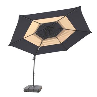 At Leisure 10 foot Navy And Tan Umbrella And Base Navy Size 10 foot