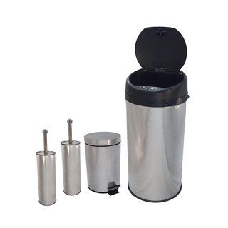 Stainless Steel Trash Bins And Stainless Toilet Brush Sets