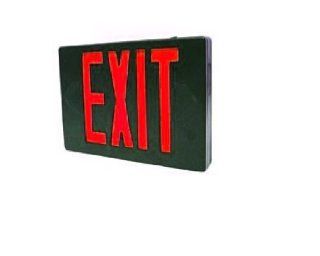 LED EXIT SIGNS WITH BATTERY BACKUP, SGL/DBL UNIV., RED LETTER/BLACK HOUSING   Commercial Lighted Exit Signs  