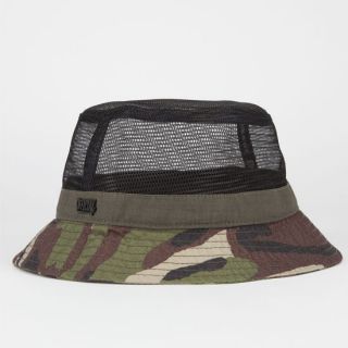 Mesh Camo Mens Bucket Hat Black Combo In Sizes S/M, One Size, L/Xl For
