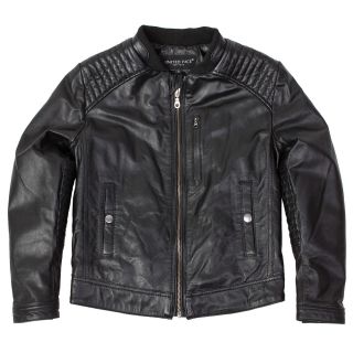 L&b Trading United Face Boys Black Lambskin Leather Biker Jacket Black Size Extra Small