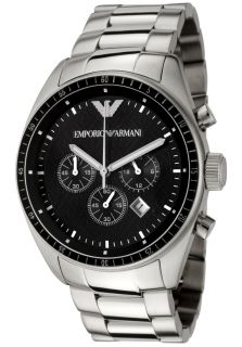 Emporio Armani AR0585  Watches,Mens Sport Chronograph Black Textured Dial Stainless Steel, Chronograph Emporio Armani Quartz Watches