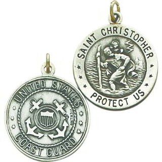 St Silver US Coast Guard Logo St. Christopher Charm Jewelry