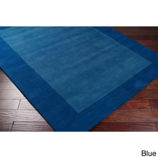 Surya Carpet, Inc Hand Loomed Odele Solid Bordered Tone on tone Wool Area Rug (8 X 11) Blue Size 8 x 11
