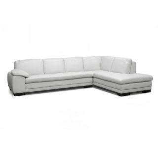 Diana Pale Gray Leather Modern Sectional Sofa