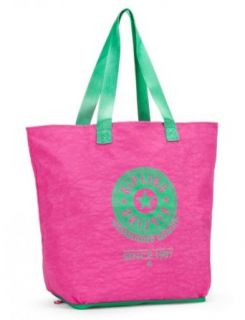 Kipling Hiphurray Large Foldable Shopper Tote Bag Orchid Pink Cactus Green Clothing