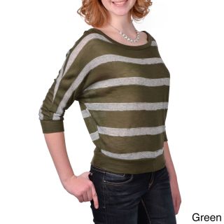 Journee Collection Journee Collection Juniors Striped Dolman Sleeve Top Green Size S (1  3)
