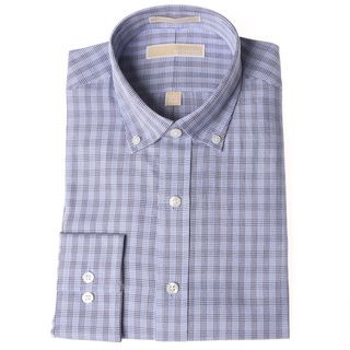 Michael Kors Michael Kors Mens Ocean Blue Checkered Dress Shirt Blue Size One Size Fits Most