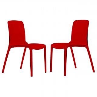 Laos Tranparent Red Modern Dining Chair (set Of 2)