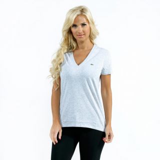 Lacoste Womens Grey Jersey V neck T shirt