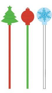 Pack of 240 Christmas Tree, Ornament and Snowflake Drink Stirrer Shaped Picks Kitchen & Dining