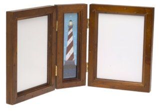 Fetco International Warren Kimble Lighthouse Triptych Frame 4 X 6 Rustic Pine  