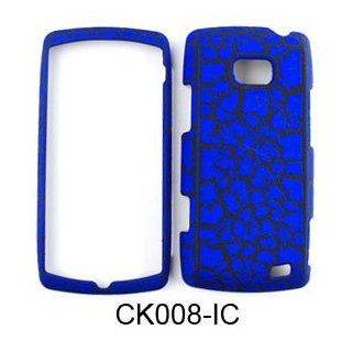 PHONE COVER FOR LG ALLY APEX AXIS VS740 RUBBERIZED EGG CRACK BLUE Cell Phones & Accessories