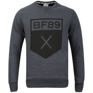 Boxfresh Mens Halixaft Graphic Printed Crew Neck Sweatshirt   Charcoal      Mens Clothing