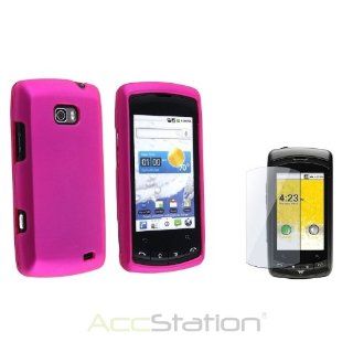 XMAS SALE Hot new 2014 model For LG Ally VS740 Hot Pink Rubber Hard Snap On Case Cover+LCD Screen ProtectorCHOOSE COLOR Cell Phones & Accessories