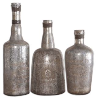 Lamaison Silver Mercury Glass Bottles (set Of 3)