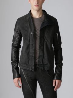 Distressed Cotton & Leather Jacket by DRKSHDW by Rick Owens
