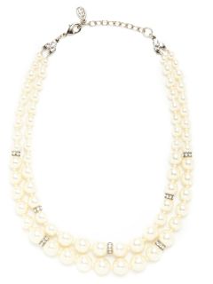 Glass Pearl & Crystal Double Strand Necklace by Ben Amun