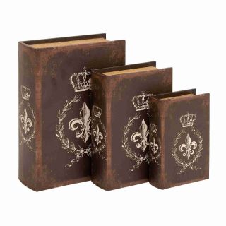 Traditional Style Bound Book Box (set Of 3)