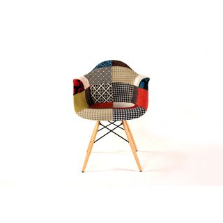 Mid century Multicolored Patchwork Fabric Arm Chair