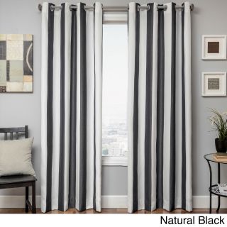 Softline Home Fashions Sunbrella Cabana Stripe Indoor/outdoor Curtain Panel Black Size 52 x 84