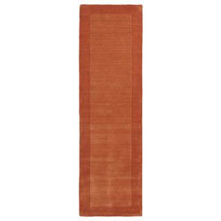 Borders Hand tufted Orange Wool Rug (26 X 89)