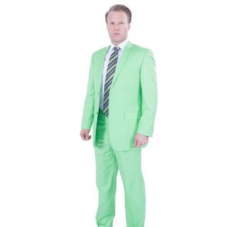 Ferrecci Ferrecci Mens Lime Green 2 button Suit Green Size 44L
