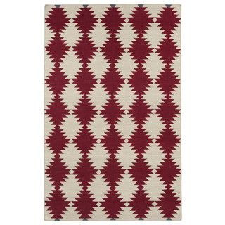 Flatweave Tribeca Red Wordly Wool Rug (8 X 10)