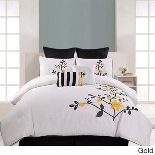 N/a Embroidered Pinecrest 8 piece Cotton Comforter Set Gold Size King