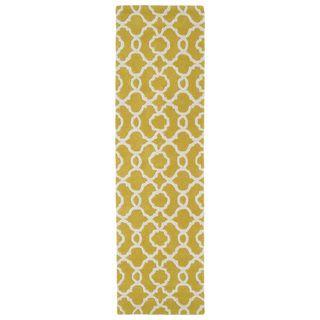 Cosmopolitan Trellis Yellow/ Ivory Hand tufted Wool Rug (23 X 8)