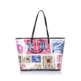 Clever Carriage Company "Stamps" Leather Glace Shopper