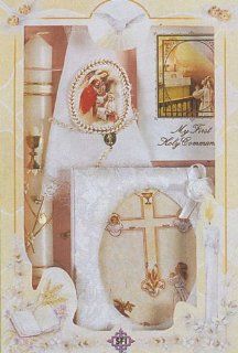 First Communion Gift Set   Candle   Rosary Purse   Missal   Lace Album   SPANISH  