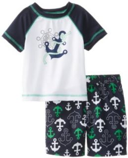 Baby Buns Boys Infant Rashguard and Swimtrunk Anchor Sail Clothing