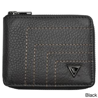 Yl Fashion Mens Leather Bi fold Zip Around Wallet