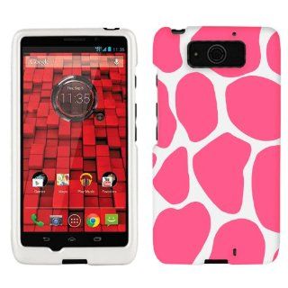 Motorola Droid Ultra Maxx Pink Giraffe Print on White Phone Case Cover Cell Phones & Accessories