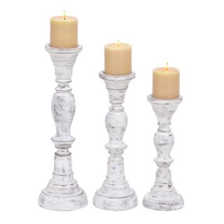 Lamp Candle Stand With Distressed Finish (set Of 3)