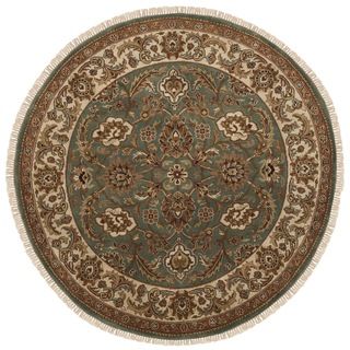 Safavieh Hand knotted Dynasty Green/ Ivory Wool Rug (6 Round)