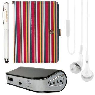 (Candy Stripes) Dauphine Standing Case Cover for Zeki TB782B / Zeki TBD753B / Zeki TBDB763B / Zeki TBDG773B 7" Tablets + Power Bank + Stylus Pen + White VanGoddy Headphones Computers & Accessories