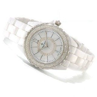 Diamant Rouge Women's Carousel Quartz Diamond Accent Mother of Pearl Dial Ceramic Watch   White Watches
