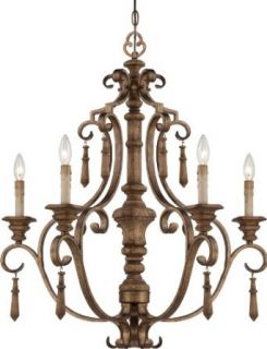 Minka Lavery 4205 290 5 Light 32.25" Height 1 Tier Chandelier from the Abbott Place Collection, Classic Oak Patina    