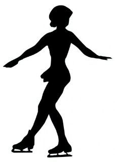 Exercise Wall Decals Ice Skating Silhouette   2   12 inches x 8 inches   Peel and Stick Removable Graphic   Wall Decor Stickers