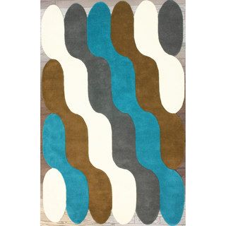 Nuloom Handmade Modern Scalloped Waves Multi Wool Rug (76 X 96)