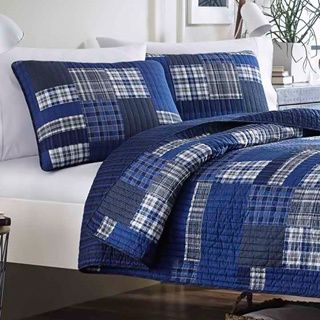 Eddie Bauer Eddie Bauer Eastmont Cotton Reversible 3 piece Quilt Set Blue Size Twin