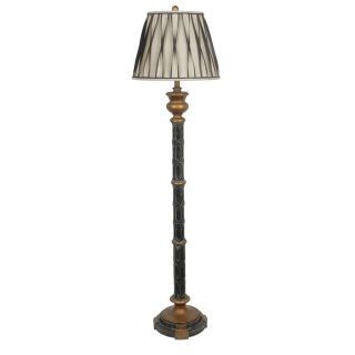 Absolute Decor 61.5 in Walnut and Antique Brass Indoor Floor Lamp with Fabric Shade