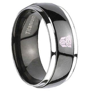 6MM Titanium Transformers Autobot Dome Black IP Silver Edged Women's Ring Size 4 Jewelry