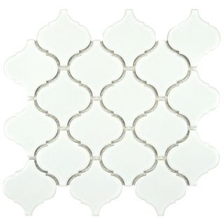Somertile 9.75 X 10.75 inch Victorian Morocco Glossy White Porcelain Mosaic Tile (pack Of 10)