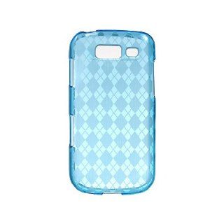 Transparent Blue Argyle Diamond Flex Cover Case for Samsung Galaxy S Blaze 4G SGH T769 Cell Phones & Accessories