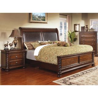 Furniture Of America Dragia Brown Cherry Leatherette Platform Bed