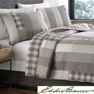 Eddie Bauer Eddie Bauer Fairview Cotton Reversible 3 piece Quilt Set Grey Size Twin